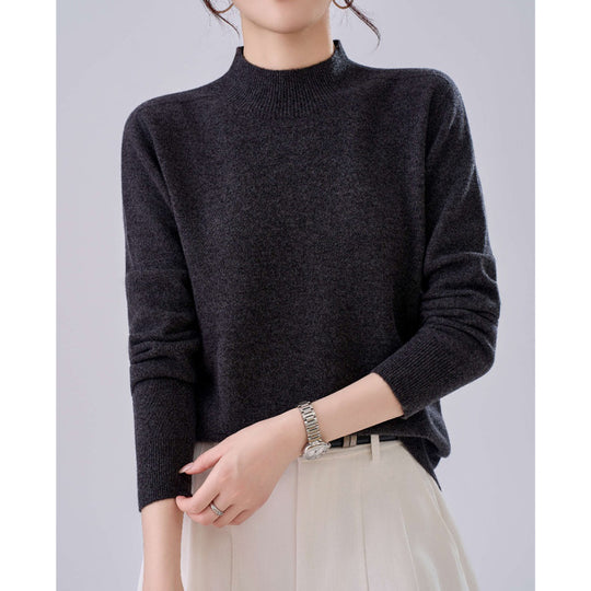 Damen Feiner Feinstrick-Pullover mit kurzem Stehkragen und Kaschmir-Optik Shop Nory