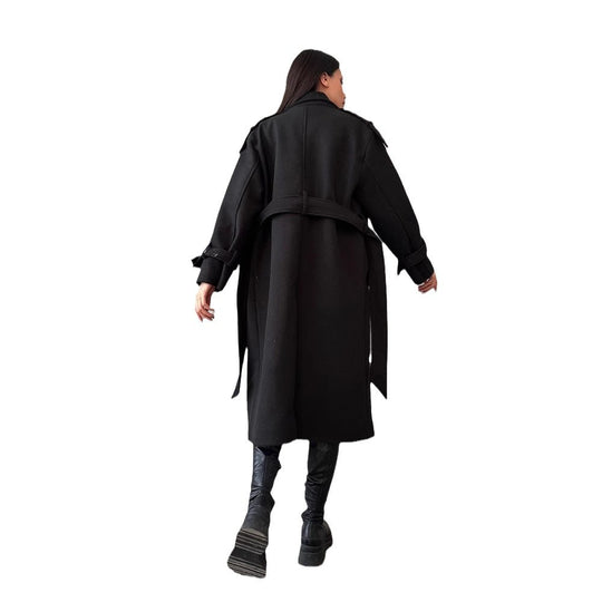 Damen Oversize Wollmix-Mantel mit doppelreihiger Knopfleiste und Taillengürtel Shop Nory