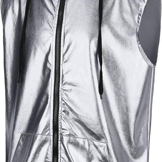 Herren Kapuzenweste mit glänzendem Obermaterial und praktischen Taschen