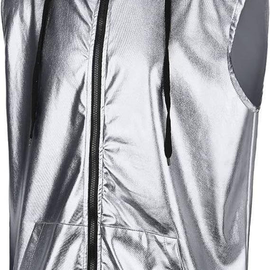 Herren Kapuzenweste mit glänzendem Obermaterial und praktischen Taschen