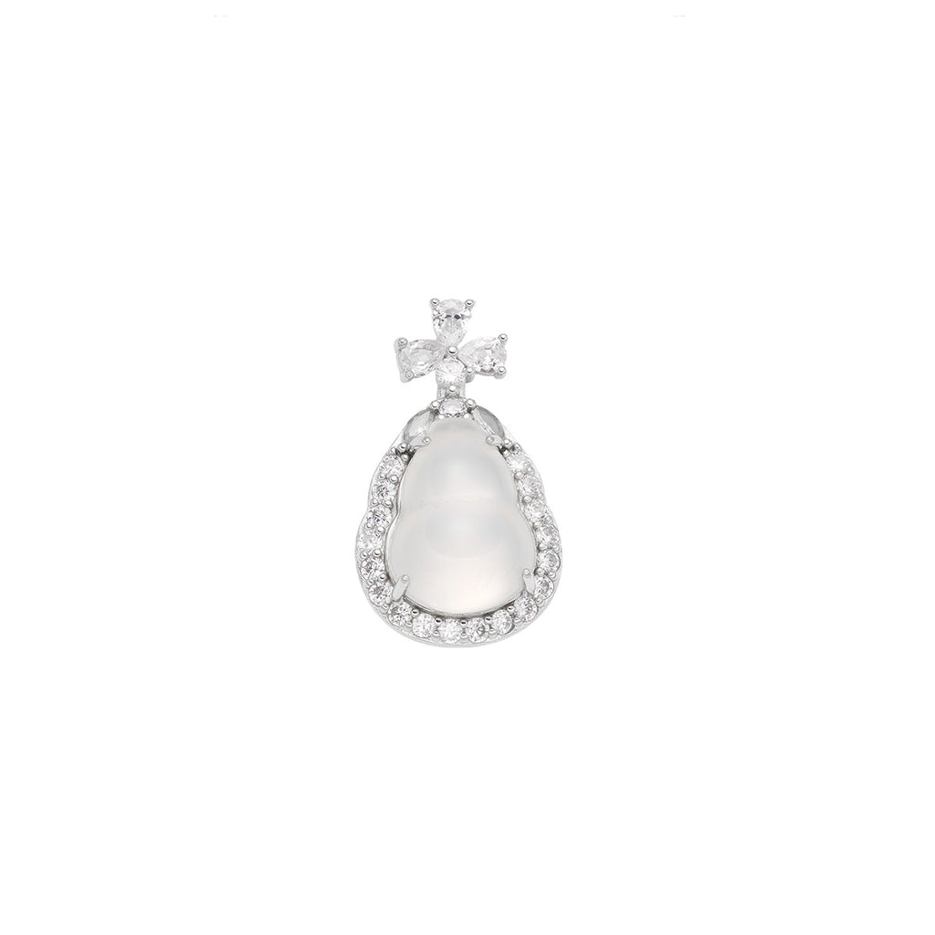 Damen Anhänger-Halskette mit luxuriösem, tropfenförmigem Mondstein und funkelnden Zirkonia Shop Nory