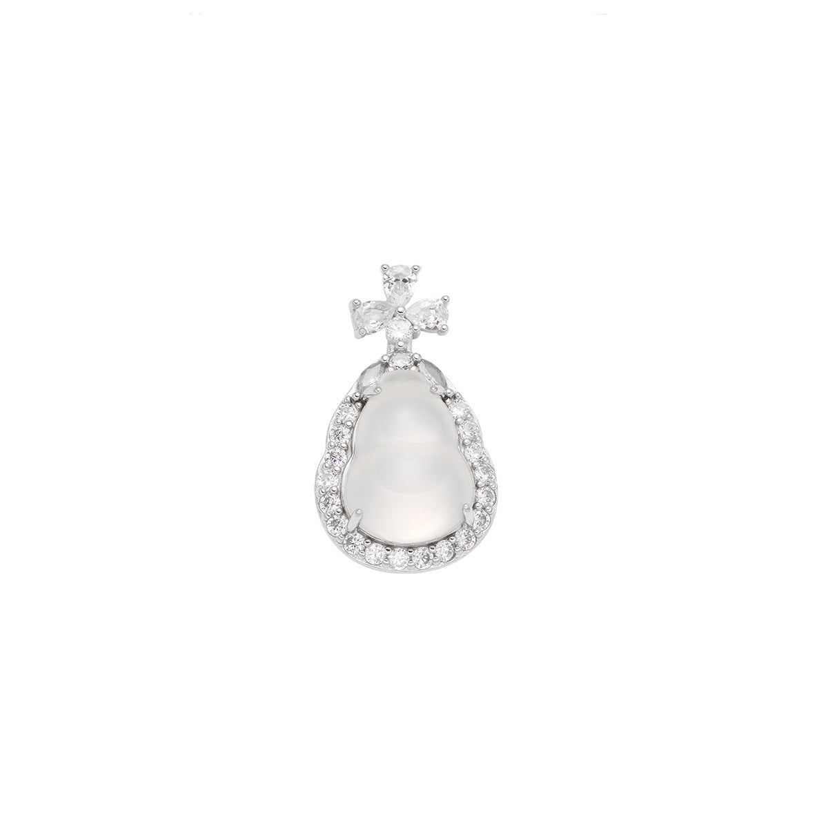 Damen Anhänger-Halskette mit luxuriösem, tropfenförmigem Mondstein und funkelnden Zirkonia Shop Nory