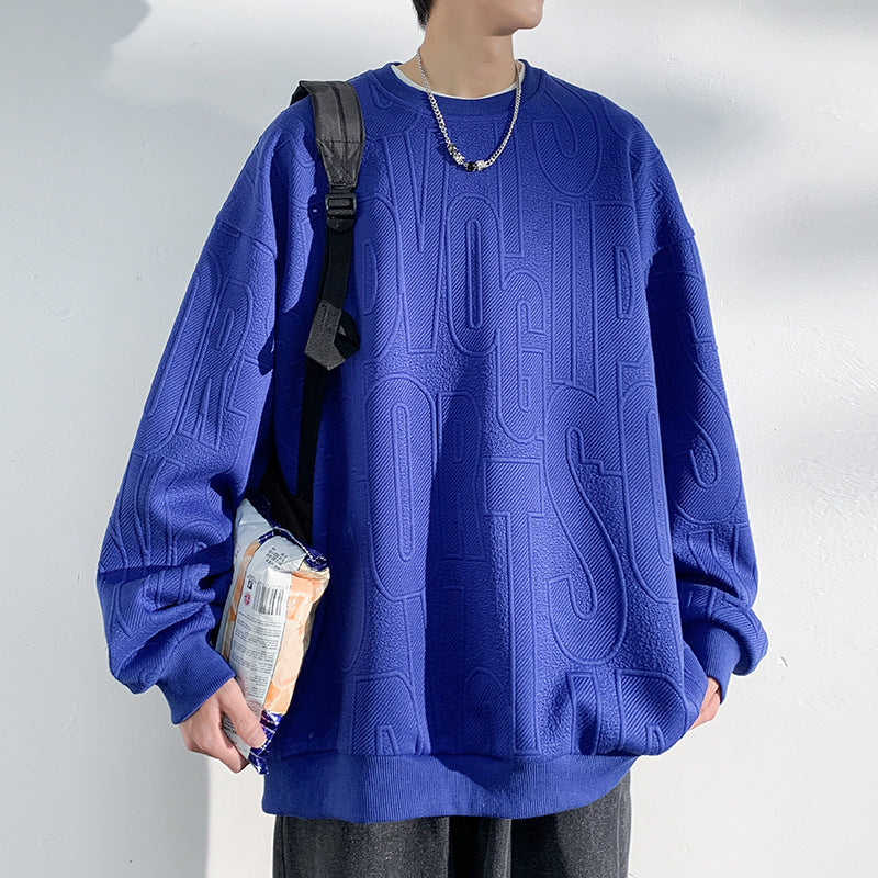 Herren Oversized Strukturiertes Strick-Sweatshirt mit geprägtem Ton-in-Ton-Lettering Shop Nory