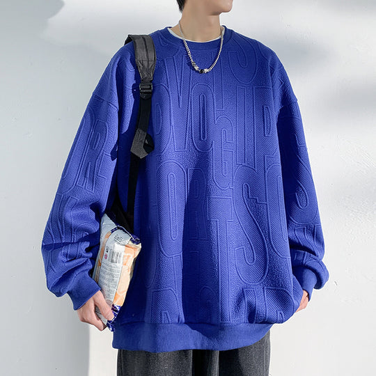 Herren Oversized Strukturiertes Strick-Sweatshirt mit geprägtem Ton-in-Ton-Lettering Shop Nory