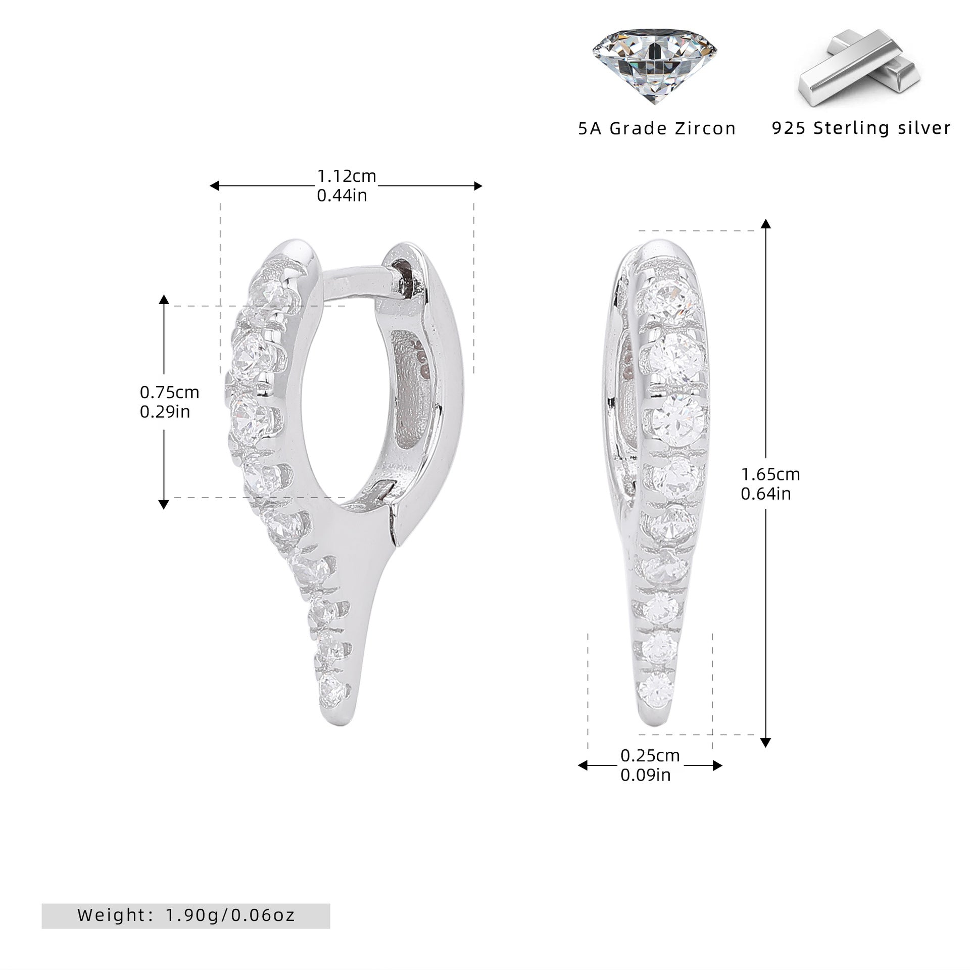 Damen Ohrhänger aus 925 Sterling Silber mit funkelndem Zirkonbesatz Shop Nory