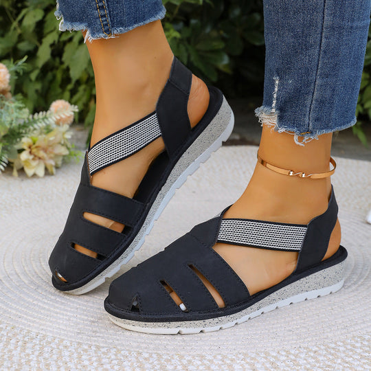 Damen Atmungsaktive Freizeitsandalen mit elastischen Riemen und ergonomischem Fußbett Shopnory