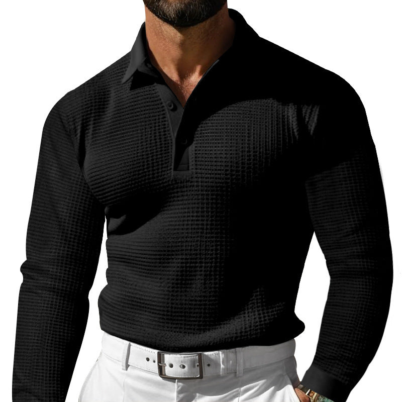 Herren Langarm-Poloshirt mit strukturiertem Design und klassischem Kragen