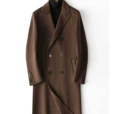 Herren Doppelreihiger Wollmantel mit Kaschmiranteil und schmaler Silhouette Shop Nory