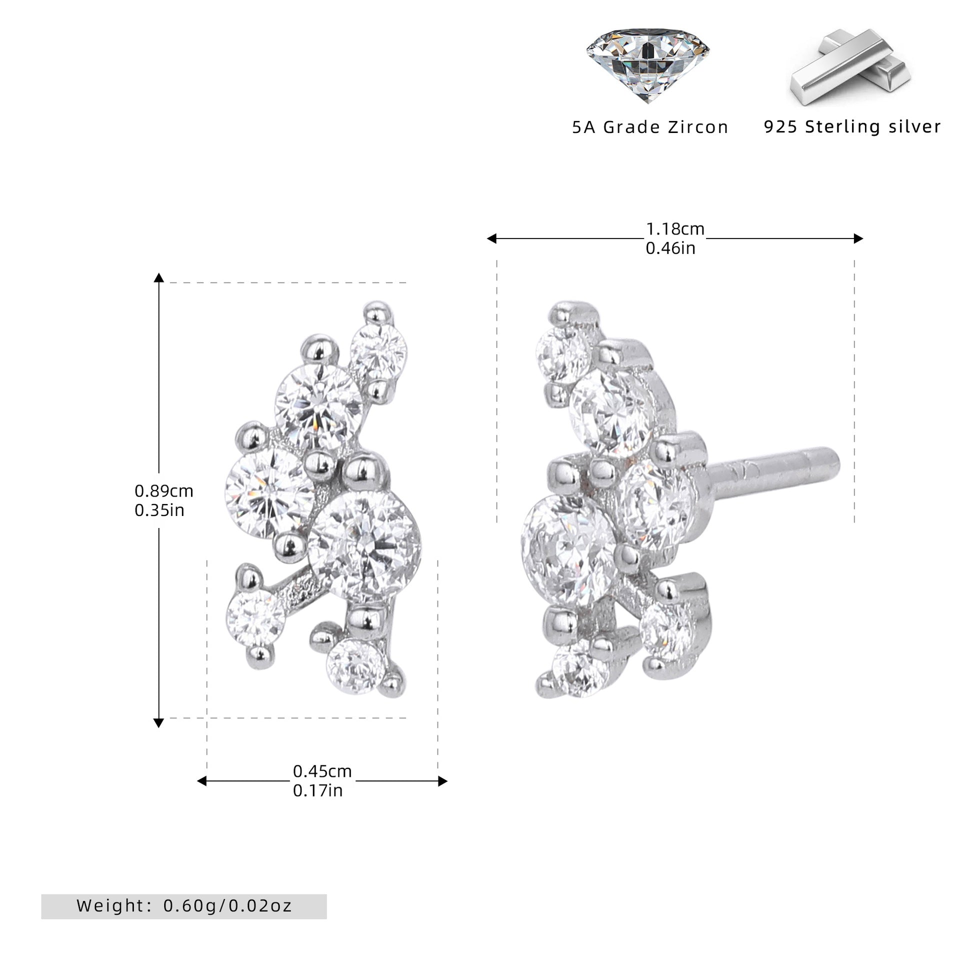 Damen Ohrringe mit funkelndem Zirkon in goldfarbener Fassung Shop Nory