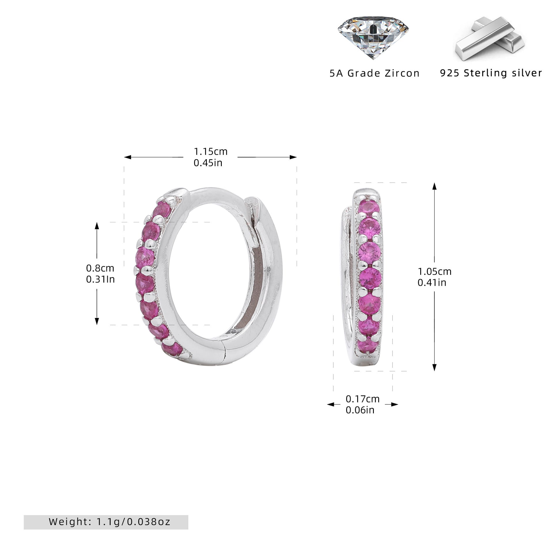 Damen Creolen mit funkelnden Zirkonsteinen und hochwertigem 925 Sterling Silber Shop Nory