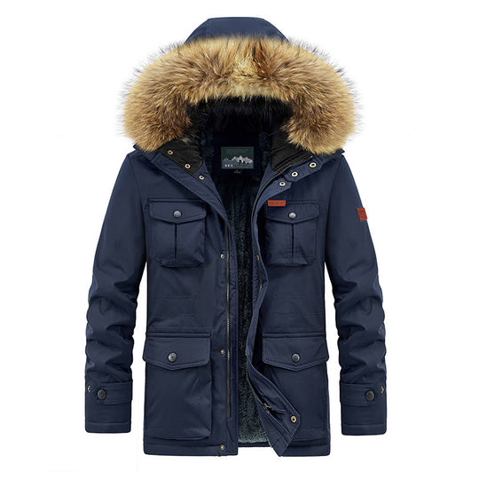 Herren Winterparka mit Kunstfellkapuze gesteppter Thermofütterung und Multifachtaschen Shop Nory