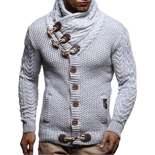 Herren nan grobgestrickter Cardigan mit Schalkragen, Knebelverschlüssen und Zopfmusterärmeln Shop Nory