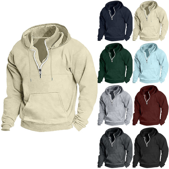 Herren bequemer Kapuzenpullover mit durchgehendem Reißverschluss
