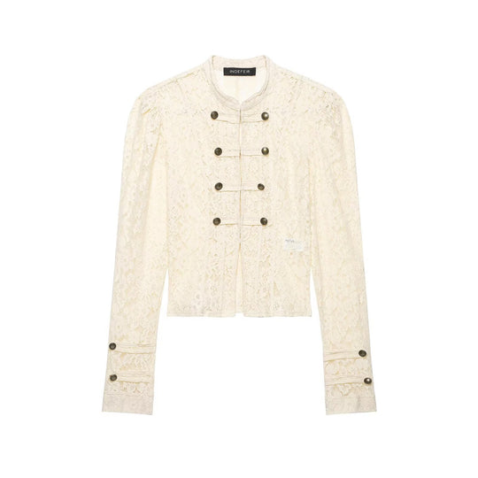 Damen Spitzenjacke mit Mandarinkragen und dekorativen Froschverschlüssen Shop Nory