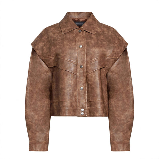 Damen Modische Kunstlederjacke mit Oversized Schnitt