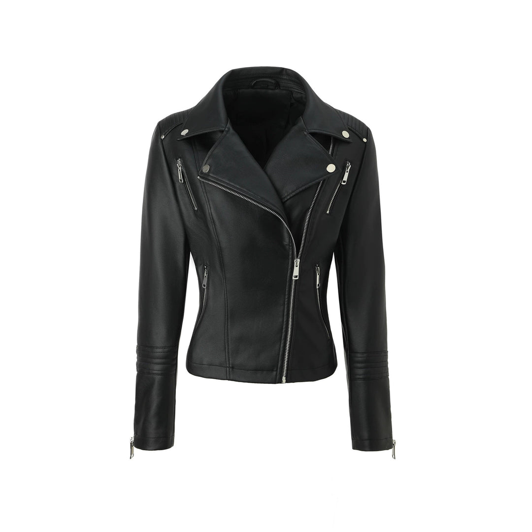Damen Taillierte Bikerjacke aus softem Kunstleder mit gesteppter Schulter- und Ärmelpartie Shop Nory