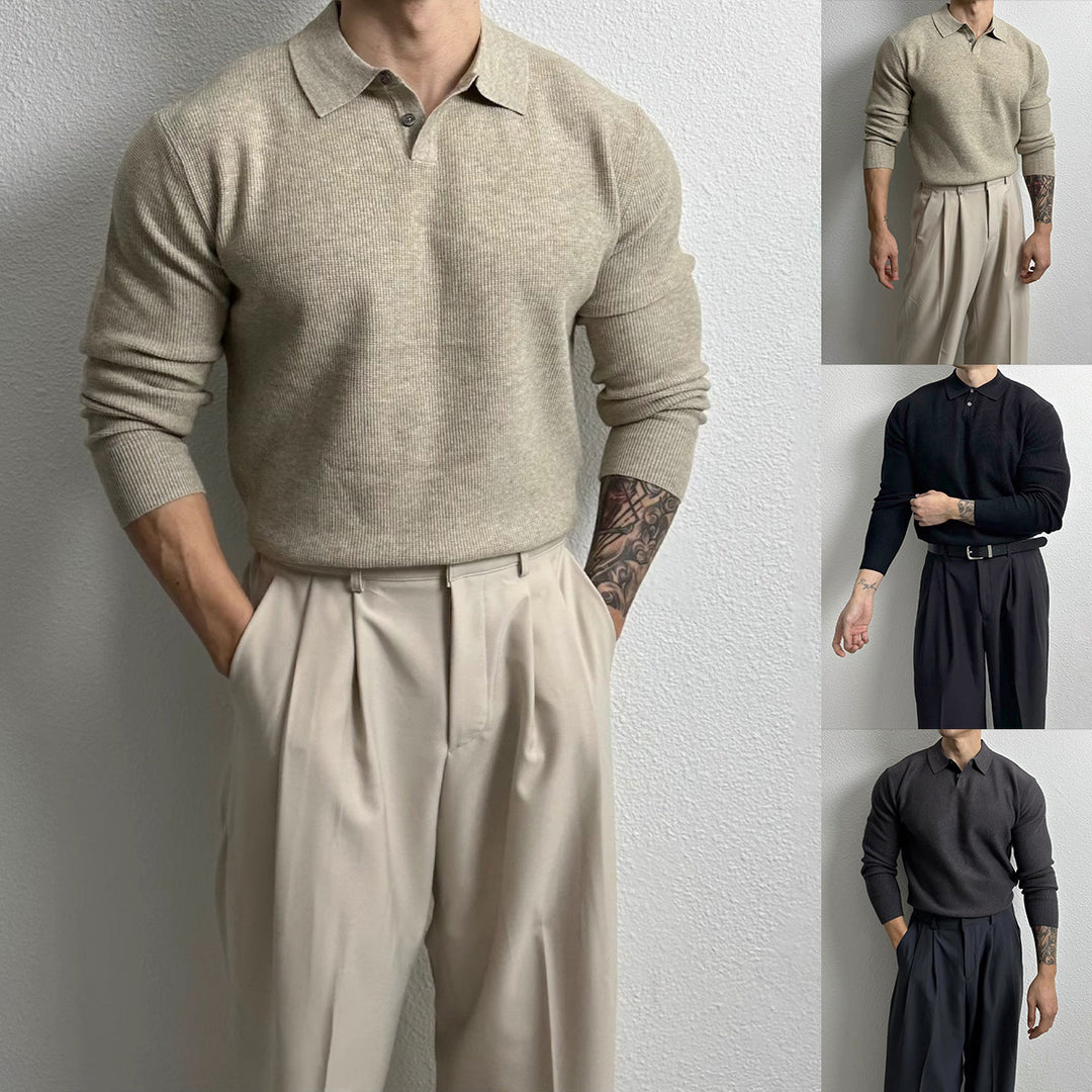 Herren Elegant Strukturierter Langarm-Pullover Shop Nory
