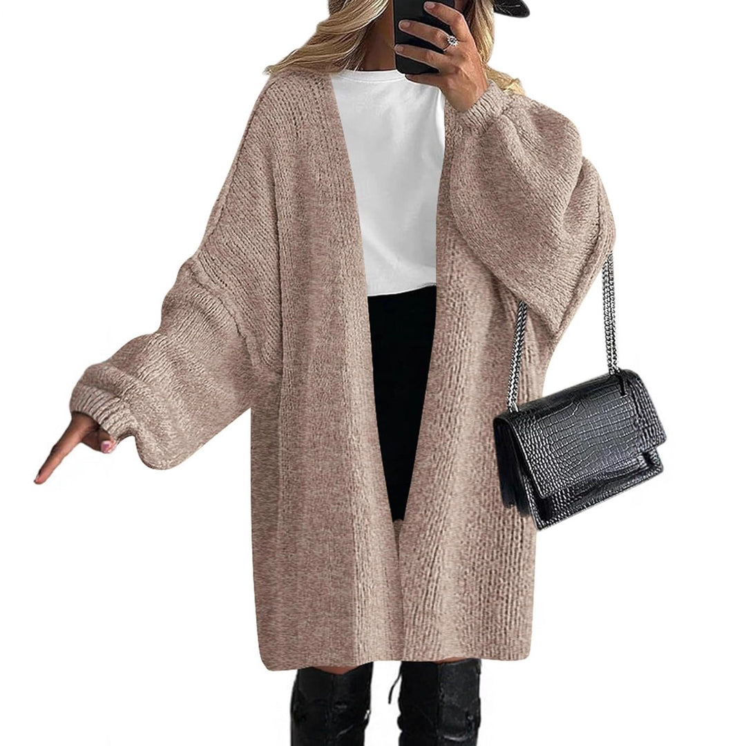 Damen Oversize Strickcardigan mit weiten Ballonärmeln und offener Front Shop Nory