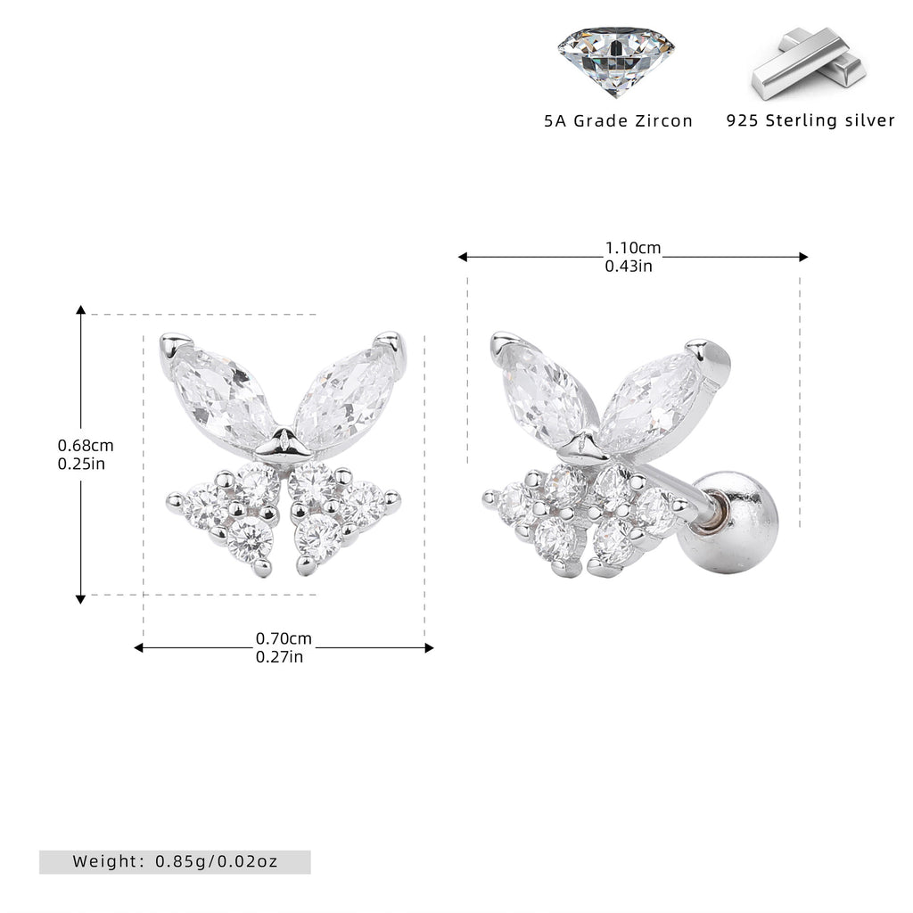 Damen Ohrstecker mit luxuriösem Zirkon-Halbmotiv aus hochwertigem 925 Sterling Silber Shop Nory