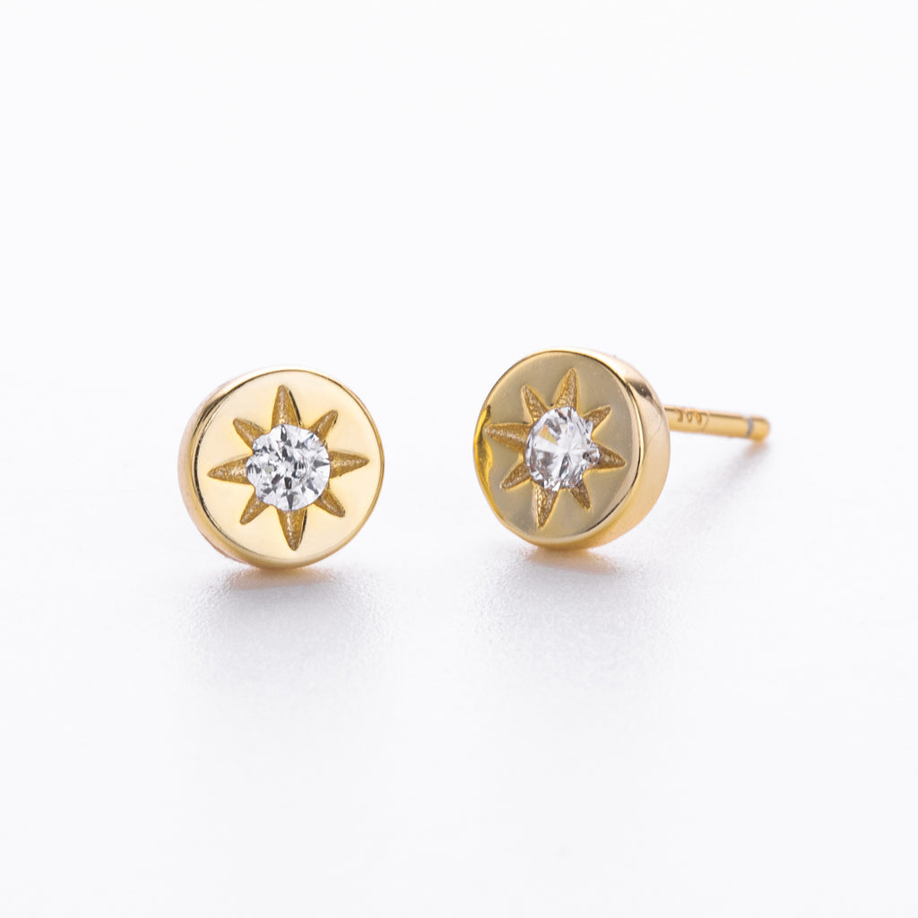 Damen Ohrstecker mit strahlendem Sonnenmotiv aus hochwertigem 925 Sterling Silber Shop Nory