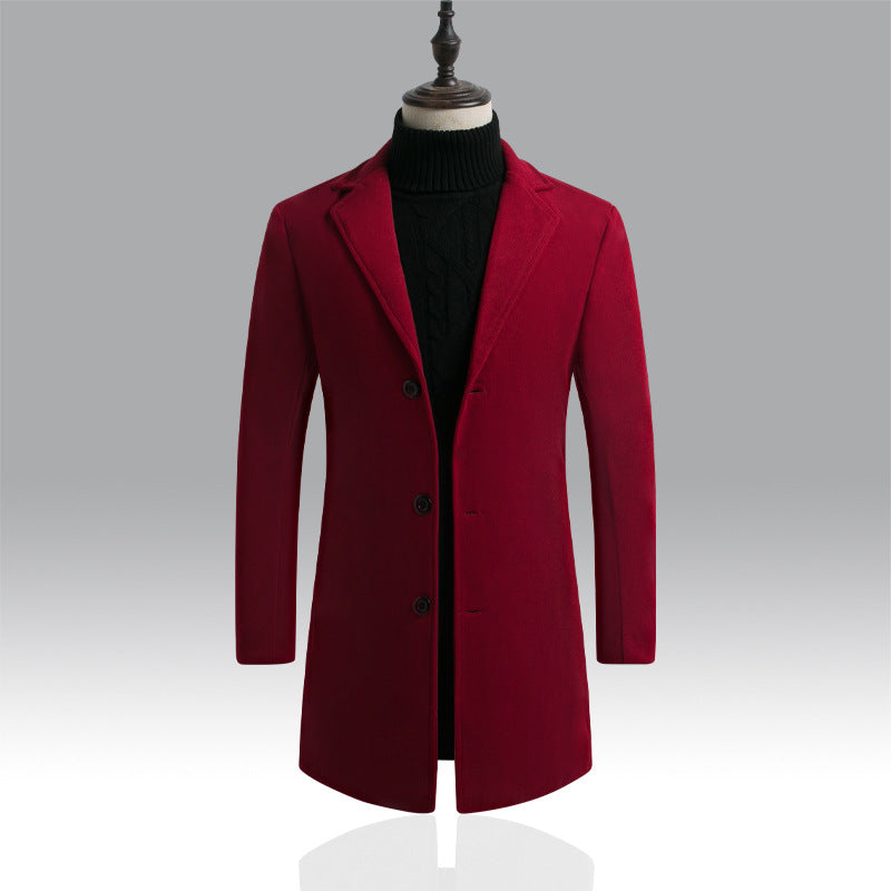 Herren Taillierter einreihiger Wollmantel mit Reverskragen und schlanker Silhouette Shop Nory