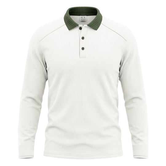 Herren Langarm-Polo aus feinem Rippstrick mit Kontrastkragen und Knopfleiste Shop Nory