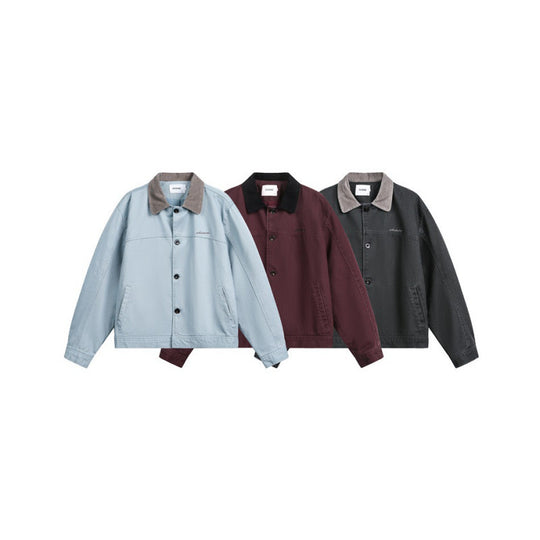 Herren Boxy-Canvas-Jacke mit Cordkragen und verdeckter Knopfleiste Shop Nory