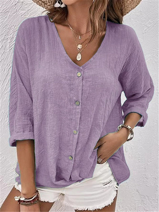 Damen lässige Bluse mit Knopfdetail und weitem Schnitt