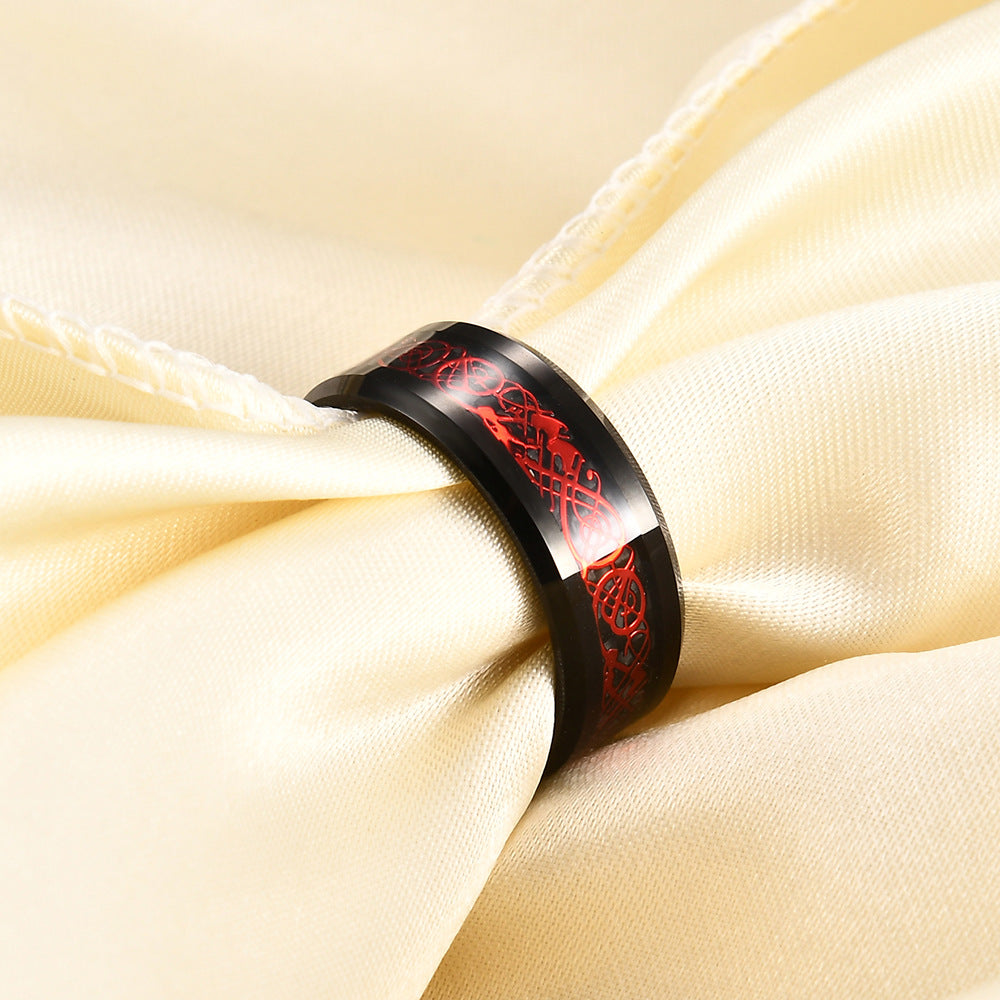 Herren Ring aus Tungsten Carbide mit detailreichem rotem Muster Shop Nory