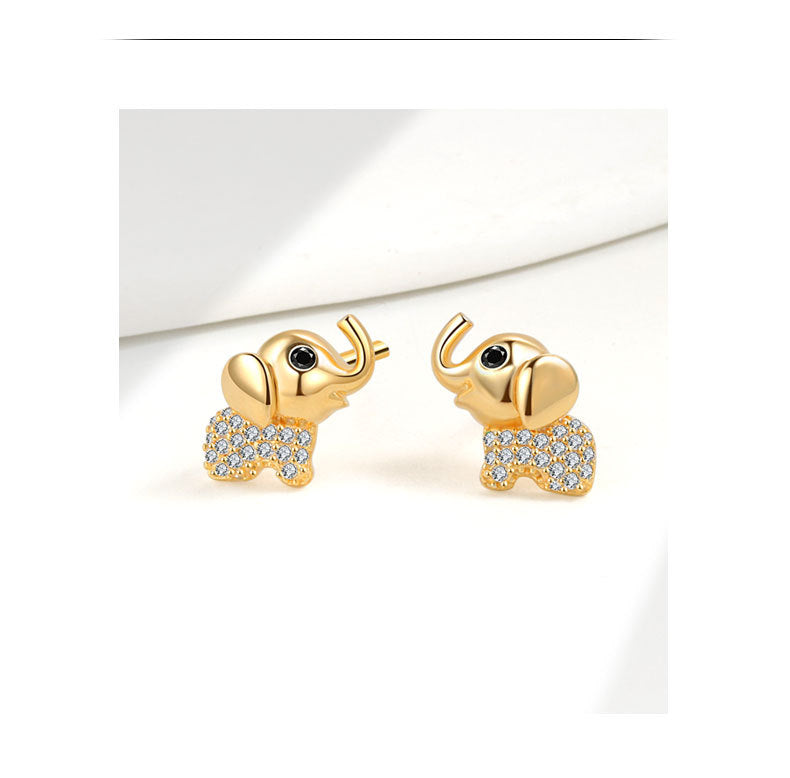 1 Paar 18K vergoldete 925 Sterling Silber Zirkon 925 Sterling Silber Ohrringe Elefanten Ohrstecker | Shop Nory