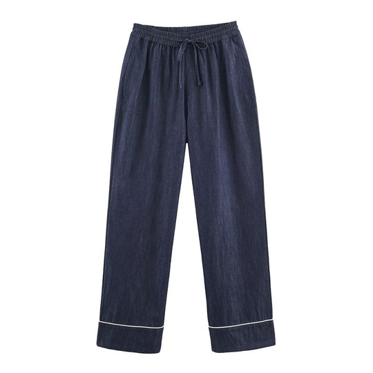 Damen Lockere weite Denim-Hose mit elastischem Bund und Kordelzug Shop Nory