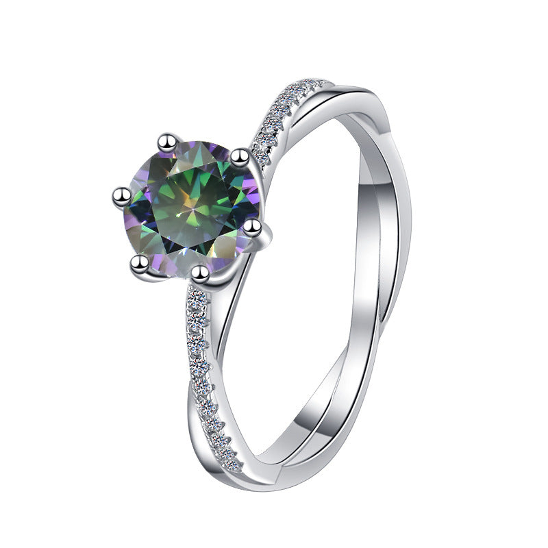 Damenring mit buntem Hauptstein und funkelndem Zirkonia-Besatz Shop Nory