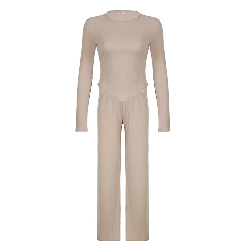 Damen nan legerer Palazzo-Loungehose mit Umschlagbund und weichem Baumwollstretch Shop Nory