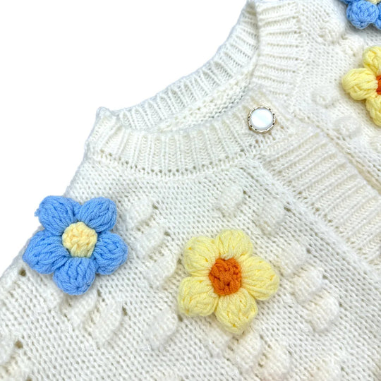 Damen Verspielter Strickpullover mit floralen Applikationen