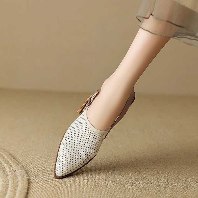 Damen Spitz zulaufende Slipper mit Fersenriemen, perforiertem Obermaterial und bequemem Blockabsatz Shop Nory