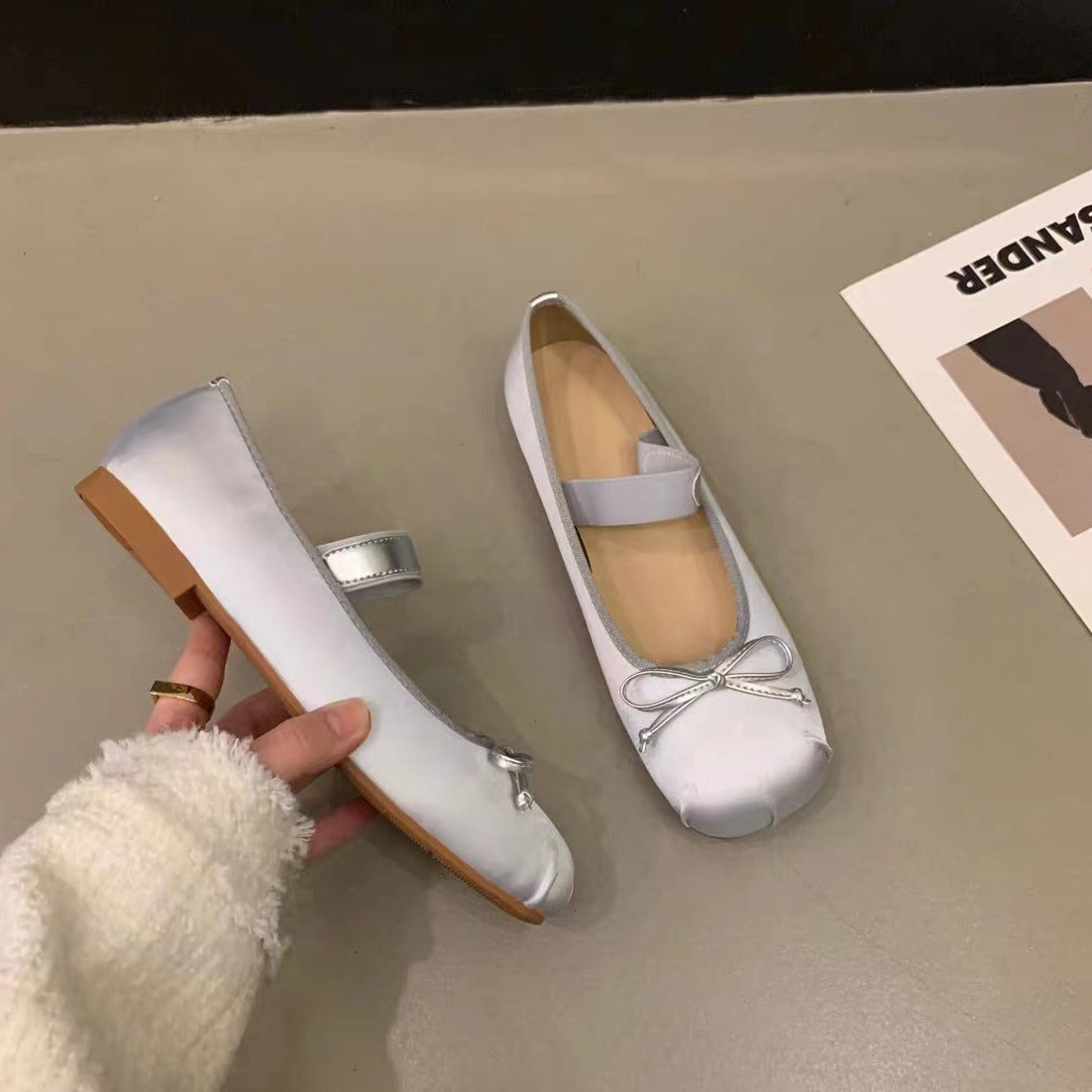 Damen Ballerinas mit anpassbarem Riemchen und eleganter Schleifenapplikation