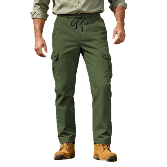 Herren Outdoor-Cargohose mit elastischem Tunnelzugbund und Druckknopf-Taschen Shop Nory