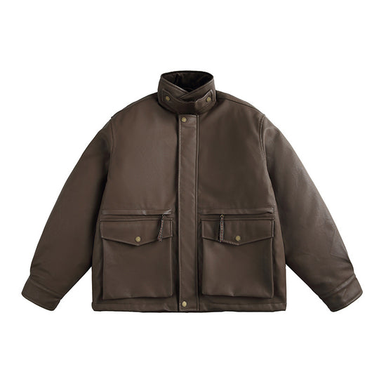 Herren Boxy‑wattierte Utility‑Blousonjacke mit hohem Stehkragen und aufgesetzten Pattentaschen Shop Nory
