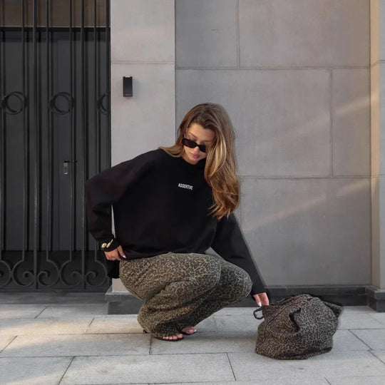 Damen oversized Baumwoll-Sweatshirt mit Statement-Print Shop Nory