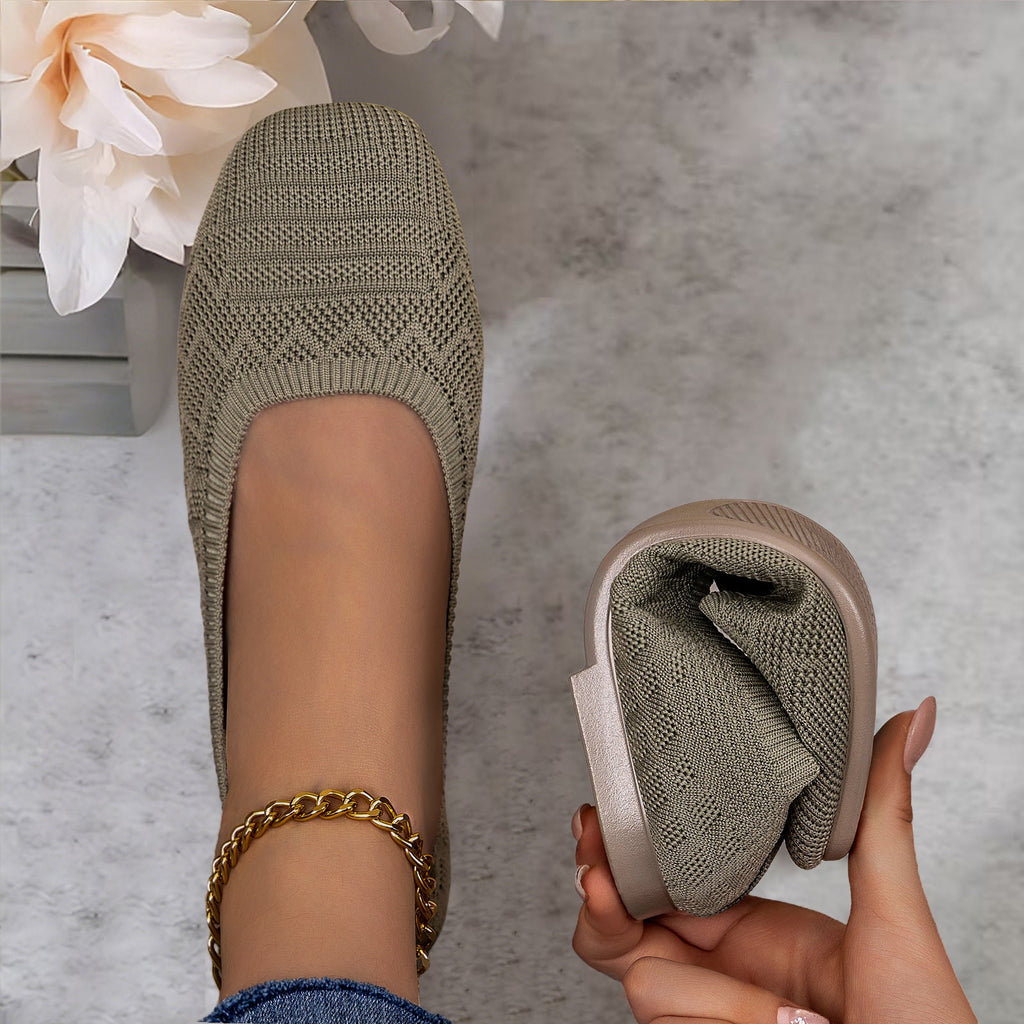 Damen Komfortable und atmungsaktive Strickballerinas