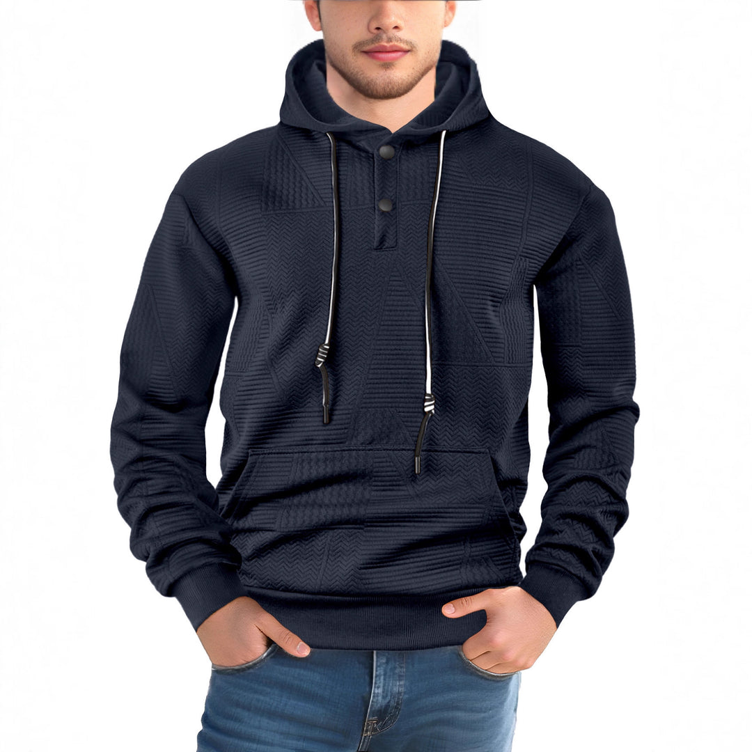 Herren Texturierter Kapuzenpullover mit gesteppter Patchstruktur und Druckknopfleiste Shop Nory