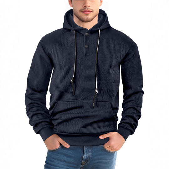 Herren Texturierter Kapuzenpullover mit gesteppter Patchstruktur und Druckknopfleiste Shop Nory