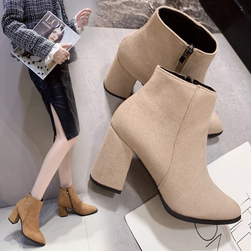 Damen Stiefeletten mit elegantem Blockabsatz und praktischem Reißverschluss