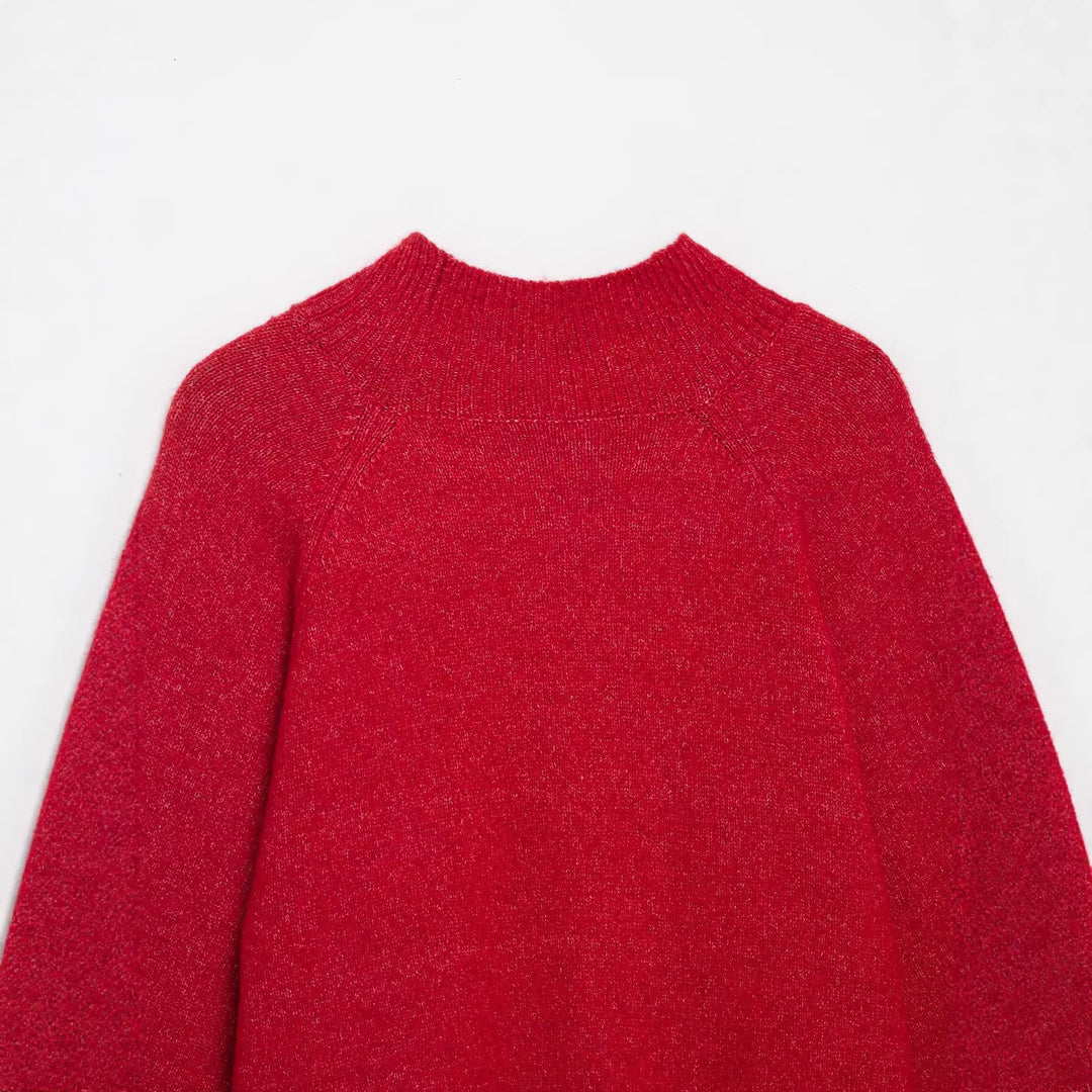 Damen Weicher Cape-Pullover mit weitem Fall und Stehkragen aus Glitzergarn Shop Nory