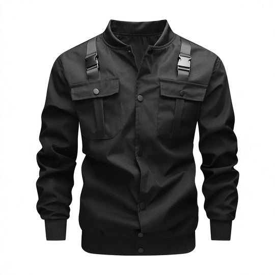 Herren Utility-Bomberjacke mit Brustklappentaschen, Schultergurten und Rippbündchen Shop Nory