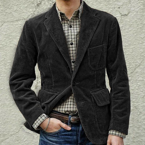 Shopnory | Herren Khaki Corduroy Blazer Jacke - Tim Elegance