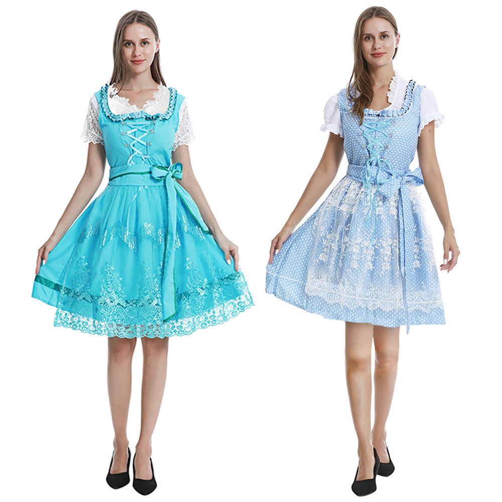 Damen nan romantisches Alpenkleid mit geschnürtem Mieder, Spitzeneinsatz und Taillenschärpe Shop Nory