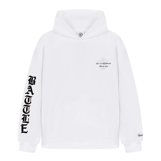 Unisex Oversize-Kapuzenpullover mit Gothic-Ärmelprint und Kängurutasche Shop Nory