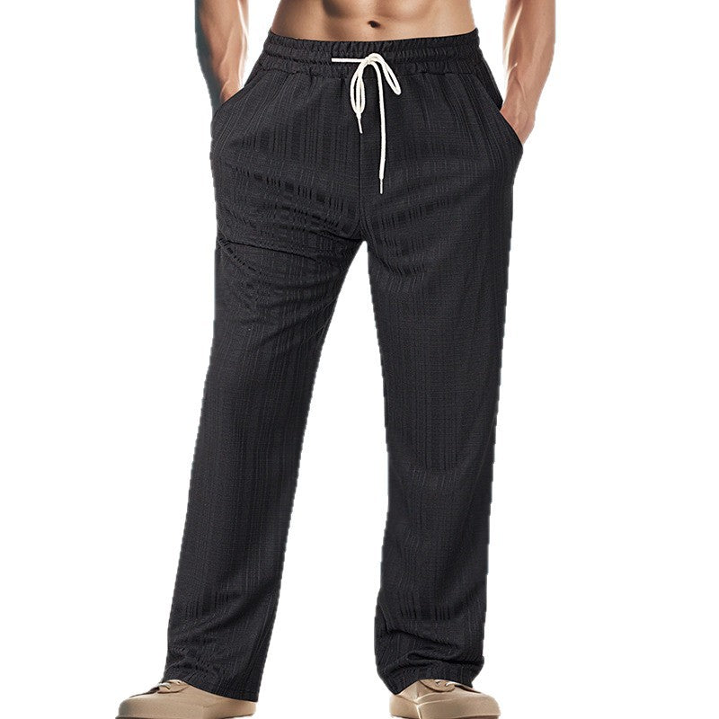 Herren Leichtgewichtige Struktur-Loungehose mit elastischem Tunnelzugbund und geradem Relaxed-Fit Shop Nory