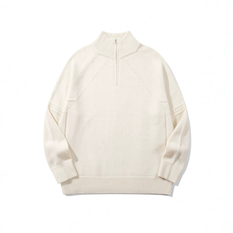Unisex Strick-Halbzip-Pullover mit hohem Rippkragen und Raglanärmeln Shop Nory